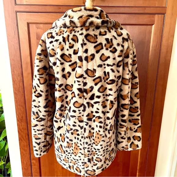 Coffee Shop New York Leopard Print Faux Fur Coat Jacket Size Medium - Picture 4 of 11